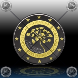 2 EVRO SLOVENIJA  2010 "BOTANIČNI VRT" Black Rhodium + 24k Gold